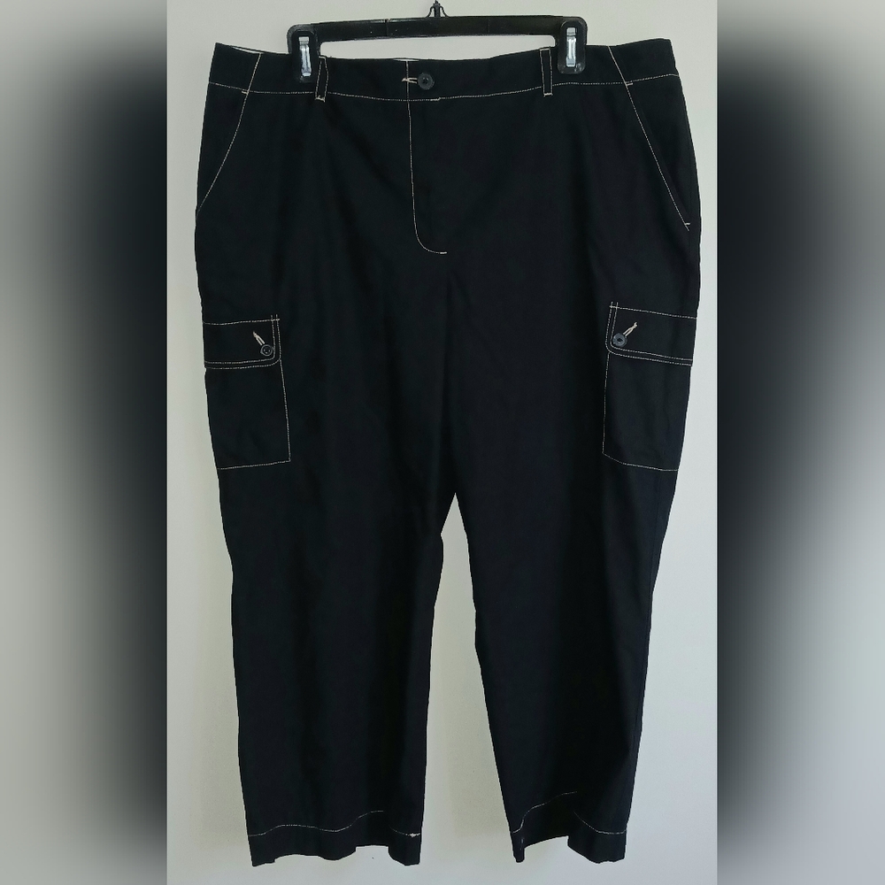 Lands' End Black Cropped Cargo Pants Size 16